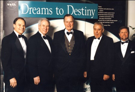 Nick Lampson, Daniel S. Goldin, President George H.W. Bush, George Abbey, Mark Albrecht