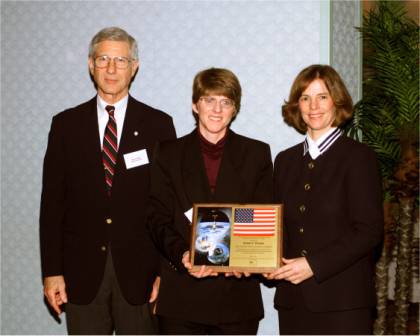 RNASA Chairman Clay Fulcher, Stellar Early Category winner Susan Gomez, and astronaut Bonnie Dunbar